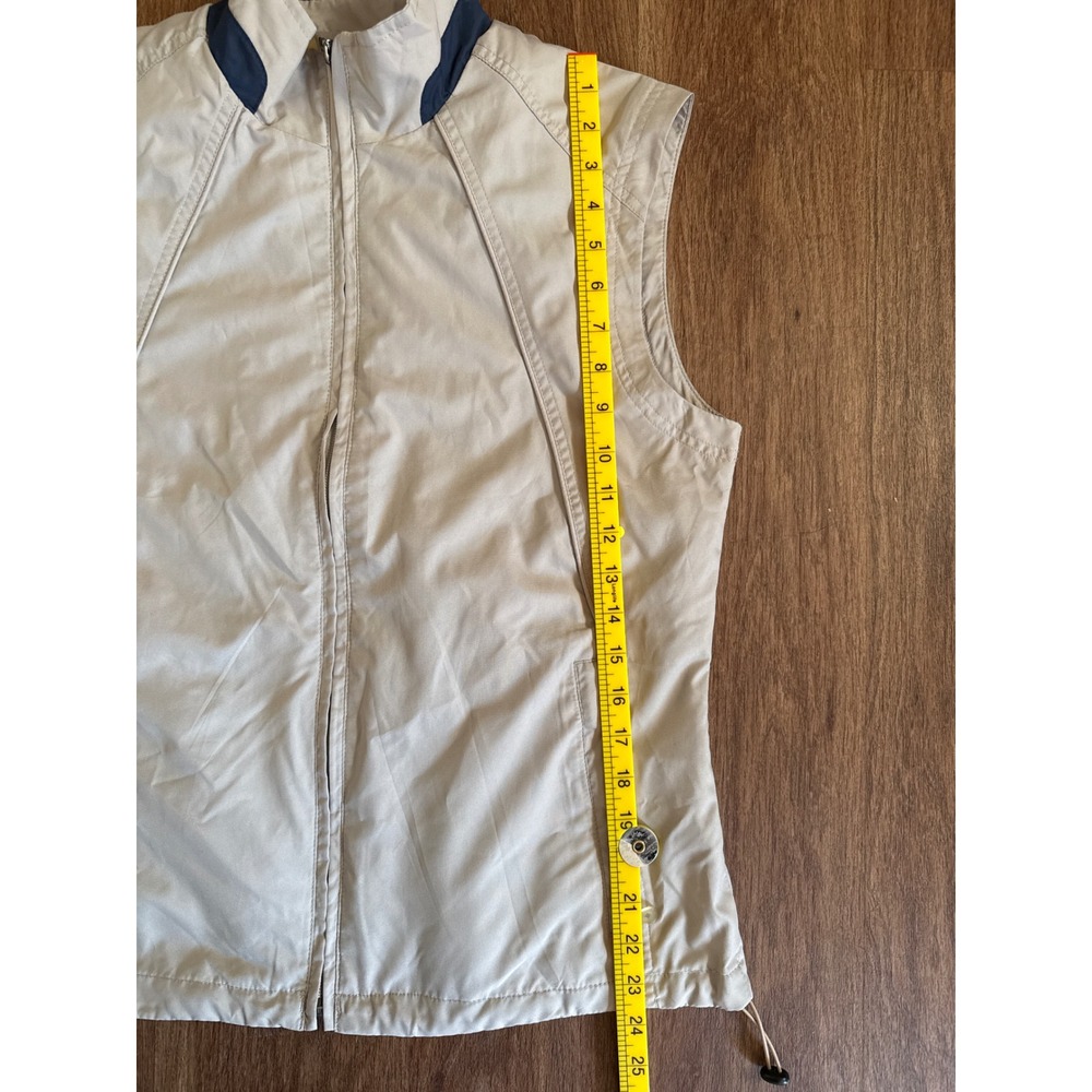 North End Womens Tan Full Zip Lightweight Vest Mock Neck Beige Navy Trim Size M - Picture 4 of 8